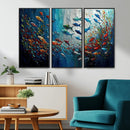 Modern Abstract Fish Shoal Wall Art Canvas Print, Colorful