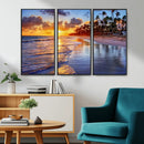 Serene Beach Sunset Wall Art Canvas- Coastal Seascape Print