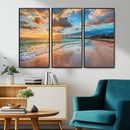 Serene Beach Sunset Wall Art | Coastal Ocean Canvas Print |
