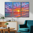 Vibrant Sunset Beach Wall Art - Ocean Sunset Canvas Print |