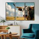 Longhorn in the Prairie - Stunning Ranch-Style Triptych Wall by MyGreatCanvas | Canvas Wall Art Prints | Photo Prints & Wall Decor