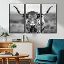 Texas Cow Longhorn Wall Art Canvas Print for Farm House Wall