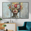 Golden Petal Wall Art Canvas Print - Silhouette Woman Wall