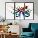 Watercolor Vibrant Octopus Wall Art Canvas Print | Abstract