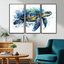 Turtle Wall Art Canvas Print, Framed Watercolor Turtle Art