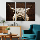 Highland Cow Wall Art Canvas Print, Rustic Farmhouse Decor,