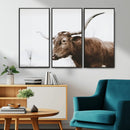 Rustic Bull Wall Art Canvas Print – Modern Longhorn