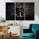 3 Panel Grunge Abstract Anchor Wall Art Canvas Print Set