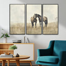 Chines Style Grunge Horses Wall Art Canvas Print
