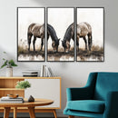 Chines Ink Style Horses Wall Art Canvas Print