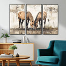 Vintage Horses Wall Art | Ready to Hang and Framed Triptych by MyGreatCanvas | Canvas Wall Art Prints | Photo Prints & Wall Decor