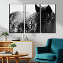 Black Horse in Snow Canvas Print | Winter Horse Wall Art |