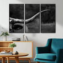 Cow Longhorn Wall Art | Black and White Print | Ready to by MyGreatCanvas | Canvas Wall Art Prints | Photo Prints & Wall Decor