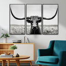 Longhorn Bull Canvas Print | Rustic Farmhouse Wall Art |