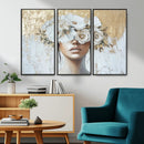 Golden Petal Wall Art - Canvas Print Flower Head Woman