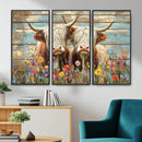 Cute Highland Cow Canvas Wall Art - Rustic Farmhouse Decor