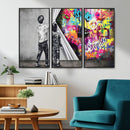 Banksy Print - Street Art Canvas Wall Art - Kids Revealing