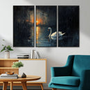 Abstract Swan on Water Wall Art Canvas Print - Elegant