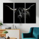 Texas Black Longhorn Bull Wall Art Canvas Print - Western by MyGreatCanvas | Canvas Wall Art Prints | Photo Prints & Wall Decor