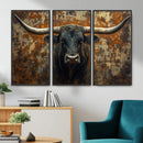 Longhorn Texas Cow Bull Wall Art | Rustic Farmhouse Canvas by MyGreatCanvas | Canvas Wall Art Prints | Photo Prints & Wall Decor