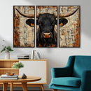 Rustic Texas Artwork Wall Art Canvas Print - Abstract Cow