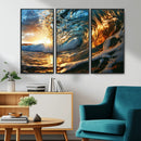 Ocean Wave at Sunset Canvas Wall Art – Vibrant Coastal Beach