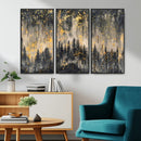 Golden Forest Abstract Wall Art | Dark Forest with Gold