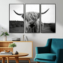 Highland Cow Wall Art | Black and White Farmhouse Decor |