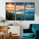Sunrise Over Mountain Range Wall Art Canvas Print, Farmhouse
