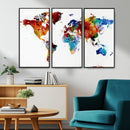 Colorful World Map Canvas Wall Art Print, Contemporary