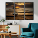 Stones on Wooden Pier at Sunset Canvas Print, Serene Coastal by MyGreatCanvas | Canvas Wall Art Prints | Photo Prints & Wall Decor