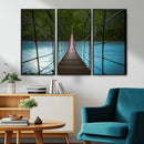 Suspension Bridge Over River Canvas Art | 3-Panel Nature by MyGreatCanvas | Canvas Wall Art Prints | Photo Prints & Wall Decor
