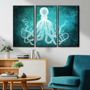 Green Octopus Abstract Wall Art Canvas Print