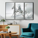 Large Wall Art Canvas Print – Beautiful Running White Horses