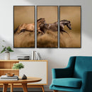 Large Wall Art Canvas Print – Two Running Brown Horses