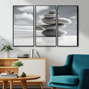 Still Life Black and White Zen Stones Wall Art Canvas,