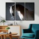 Large Wall Art Cream Colored Horse on Grey Background Canvas