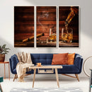 Whiskey and Cigar Wall Art Canvas | 3 Panel Bar Room Decor by MyGreatCanvas | Canvas Wall Art Prints | Photo Prints & Wall Decor