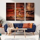 Whiskey and Cigar Canvas Wall Art | 3 Panel Bar Room Decor by MyGreatCanvas | Canvas Wall Art Prints | Photo Prints & Wall Decor