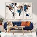 World Map Canvas Print – Framed Travel Map Wall Art for by MyGreatCanvas | Canvas Wall Art Prints | Photo Prints & Wall Decor
