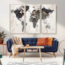 Abstract Map Printing - Modern World Map Canvas Wall Art for