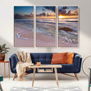 Sea Ocean Sunset Beach Wall Art Canvas Print