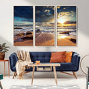 Golden Hour Beach Sunset Canvas Triptych, Ocean Waves and by MyGreatCanvas | Canvas Wall Art Prints | Photo Prints & Wall Decor