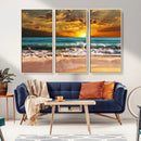 Golden Sunset Beach Canvas Wall Art – Triptych Seascape by MyGreatCanvas | Canvas Wall Art Prints | Photo Prints & Wall Decor