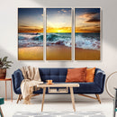 Golden Sunset Ocean Waves Wall Art Canvas Print – Multi