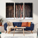 Vintage Ski Gear Canvas Print, Vintage Ski Gear Against