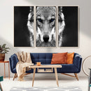 Black and White Wild Wolf Wall Art Canvas Print