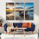 Small Boat At The Beach Sunset Wall Art, Boat Sunset Wall