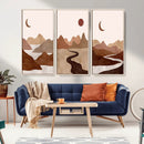 Boho Wall Art Canvas Print Set Mid-Century Prints Bohemian