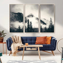 Large Foggy Mountain Forest Wall Art Canvas Print | Misty